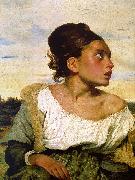 Girl Seated in a Cemetery Eugene Delacroix